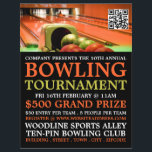 Bowling Alley Scene, Ten-Button-Bowling-Turnier Flyer<br><div class="desc">Bowling Alley Scene,  Ten-Button Bowling Turnierwerbung Flyer von der Business Card Store.</div>