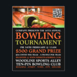 Bowling Alley Scene, Ten-Button-Bowling-Turnier Flyer<br><div class="desc">Bowling Alley Scene,  Ten-Button Bowling Turnierwerbung Flyer von der Business Card Store.</div>