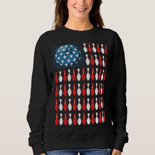 Bowling America Flag  Bowling Players &  Costume Sweatshirt (Vorderseite)