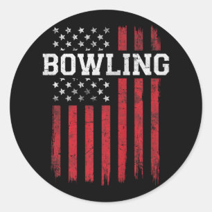 Bowling American Flag USA Patriot Patriotic Bowler Runder Aufkleber