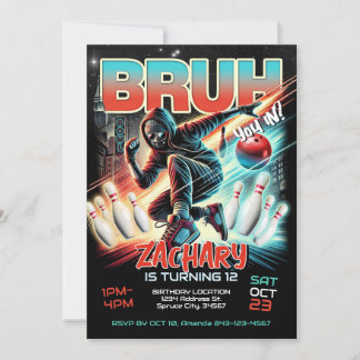 Bowling Anniversaire Fête Invitation