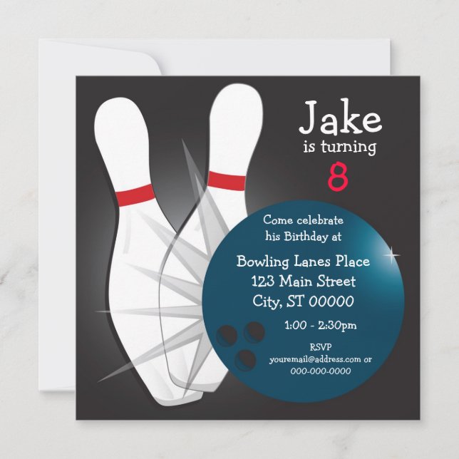 Bowling Anniversaire Fête Invitation (Devant)