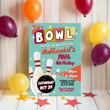 Bowling anniversaire invitation fête Retro
