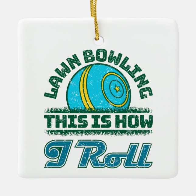 Bowling auf dem Rasen - so kann ich Keramikornament (Vorderseite)