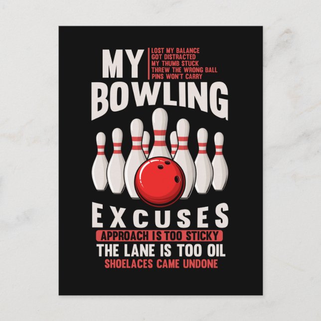 Bowling Ausreden Funny Bowler Spaß Postkarte (Vorderseite)