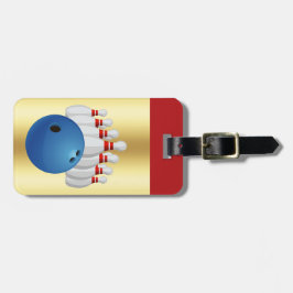 Bowling -- Ball and Pins personalize name/address Gepäckanhänger