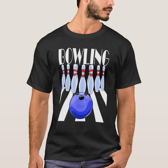 Bowling Ball Bowler Team Bowl Buttone Bowlers T-Shirt (Vorderseite)