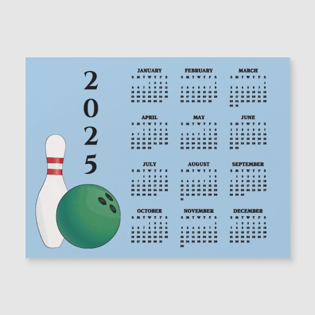Bowling Ball Button 2025 Kalender Magnetkarte (Vorderseite)