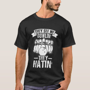 Bowling Ball Button Bowler Strike Team Bowling All T-Shirt