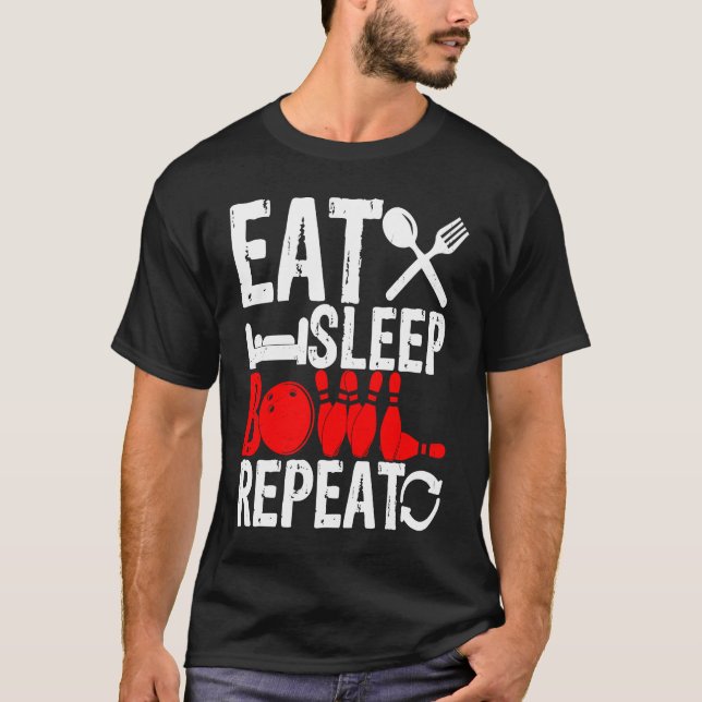 Bowling Ball Button Bowler Strike Team Bowling All T-Shirt (Vorderseite)