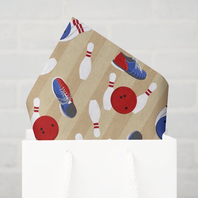 Bowling Ball, Buttone und Schuhe Gemustert Seidenpapier (Geschenktüte)