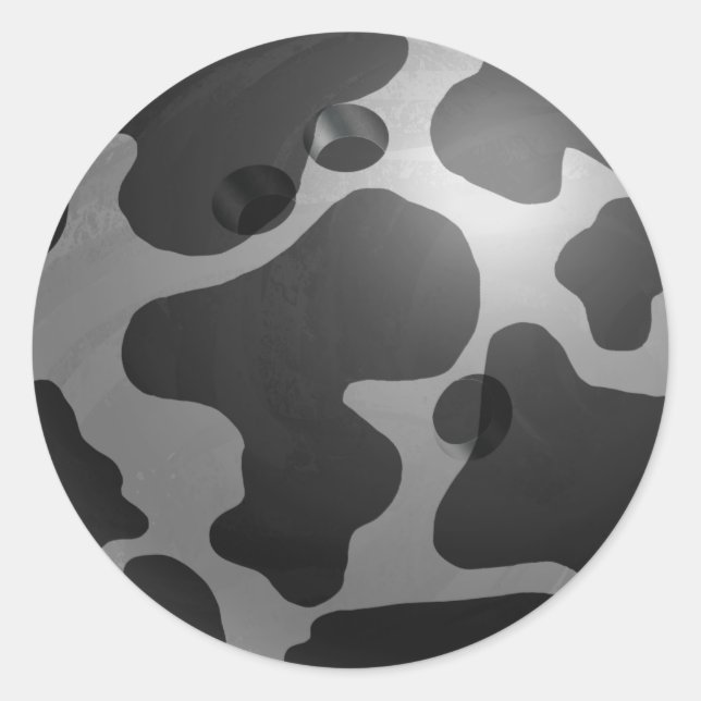 Bowling Ball Cow Gray Runder Aufkleber (Vorderseite)