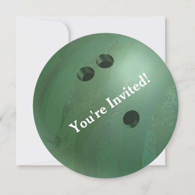 Bowling Ball Green Party Invitation (Devant)