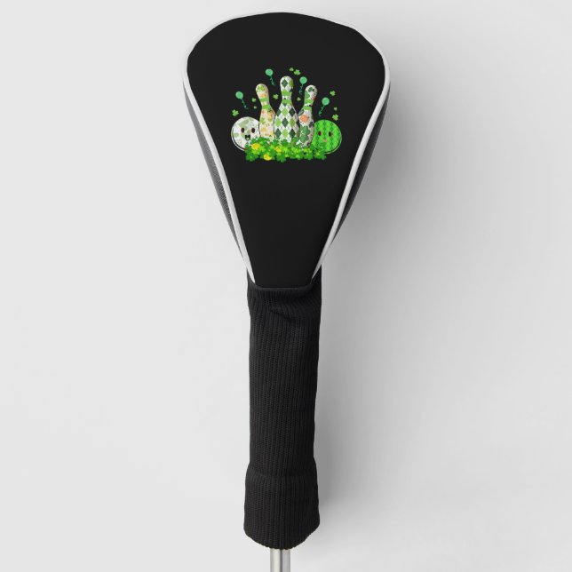 Bowling Ball Kleeblatt Leprechaun St Patricks Day Golf Headcover (Vorderseite)