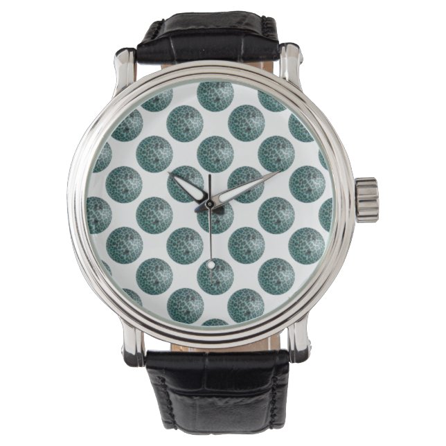 Bowling Ball Leopard Aquamarin Armbanduhr (Vorderseite)