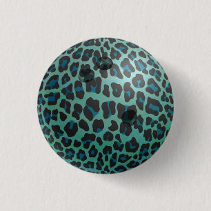 Bowling Ball Leopard Aquamarin Button