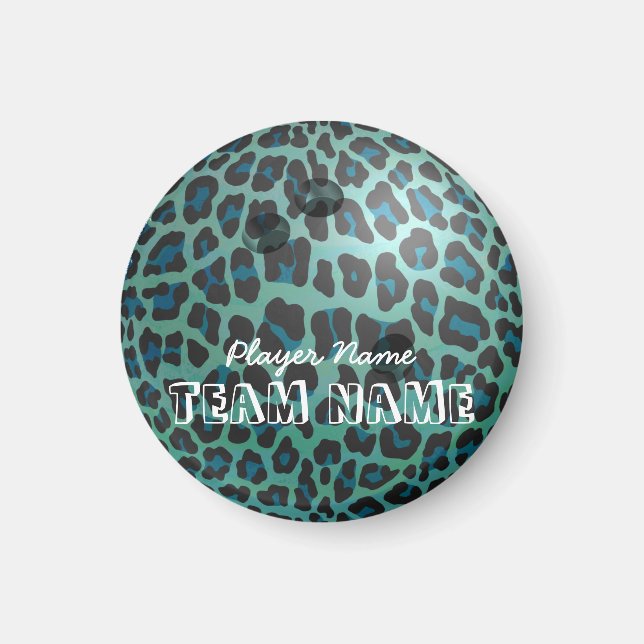 Bowling Ball Leopard Aquamarin Magnet (Vorne)