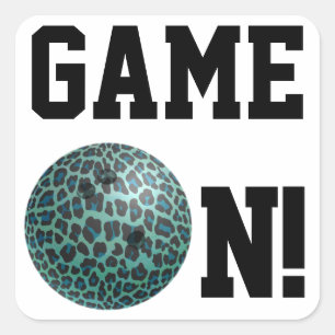 Bowling Ball Leopard Aquamarin Quadratischer Aufkleber