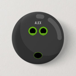 Bowling Ball mit Ihrem Namen | Schwarz/Grün Button