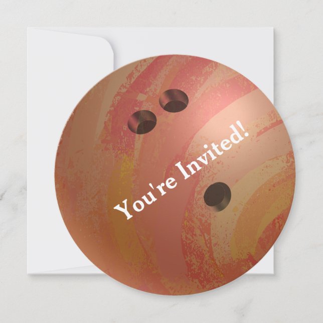 Bowling Ball Orange Party Einladung (Vorderseite)