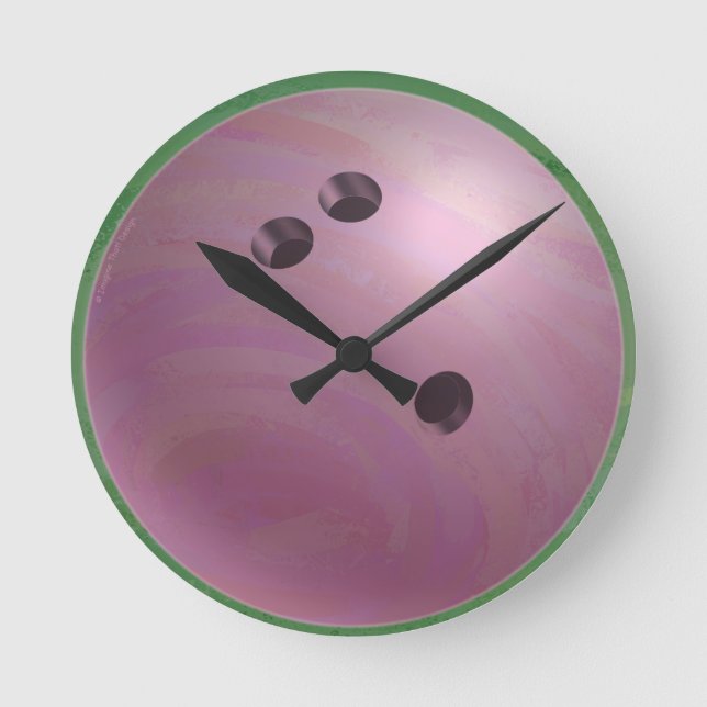 Bowling Ball Pink Runde Wanduhr (Vorderseite)