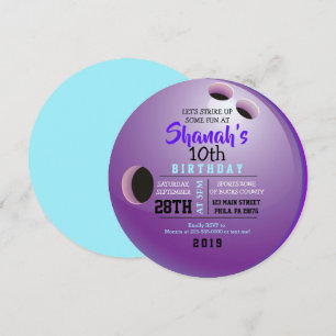 BOWLING BALL ROUND Anniversaire Fête Invitation