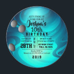 BOWLING BALL ROUND Aqua Geburtstagsparty Einladung<br><div class="desc">Alle meine Designs sind One-OF-A-KIND Originalkunstwerke,  die von mir entworfen wurden! Sie können sie nur hier finden! Ich kann diese Einladung in jeder Weise anpassen,  einfach per E-Mail an: Marlalove@hotmail.com mit allen Fragen.</div>