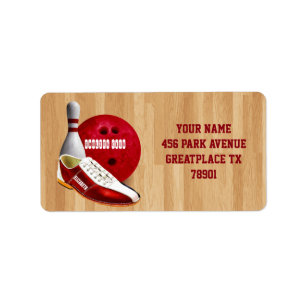 Bowling Ball Shoe und Button mit Ihrem Individuell Adressaufkleber
