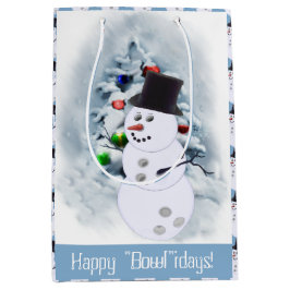 Bowling Ball Snowman Weihnachten Mittlere Geschenktüte