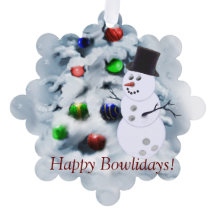 Bowling Ball Snowman Weihnachtskarte