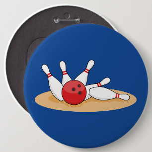 Bowling Ball Strike Skittles Button