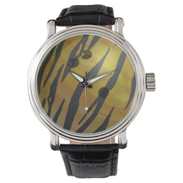 Bowling Ball Tiger Gelb Armbanduhr (Vorderseite)