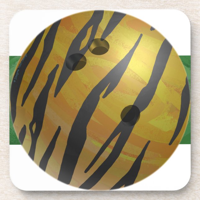 Bowling Ball Tiger Gelb Getränkeuntersetzer (Vorderseite)