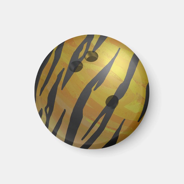 Bowling Ball Tiger Gelb Magnet (Vorne)