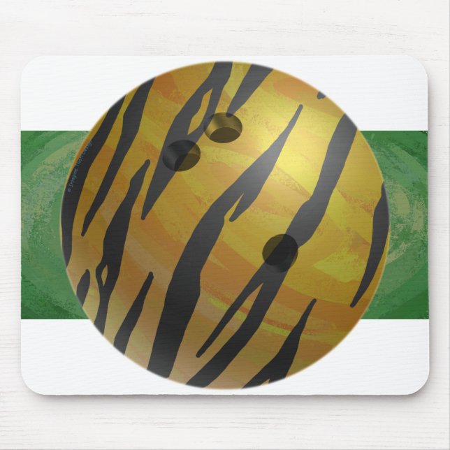 Bowling Ball Tiger Gelb Mousepad (Vorne)
