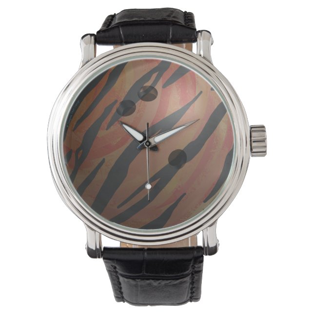 Bowling Ball Tiger Orange Armbanduhr (Vorderseite)