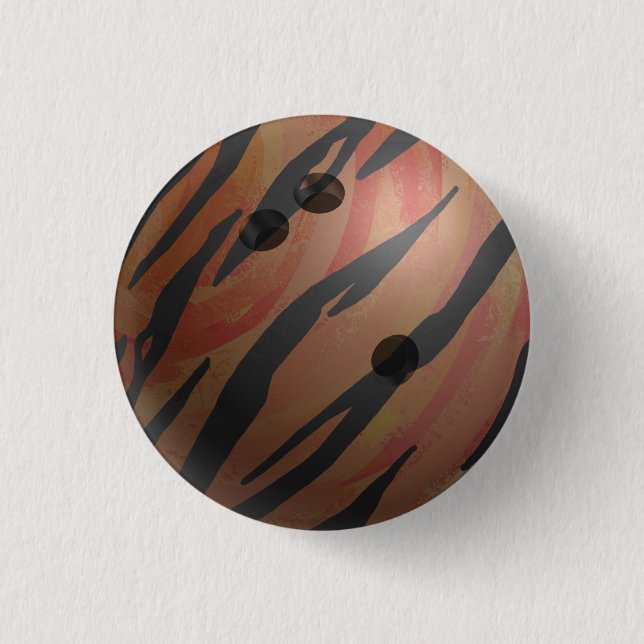 Bowling Ball Tiger Orange Button (Vorderseite)