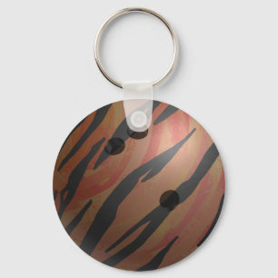 Bowling Ball Tiger Orange Schlüsselanhänger