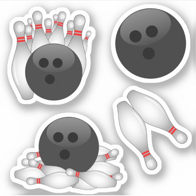 Bowling Ball und Bowling Buttone Aufkleber (Vorderseite)