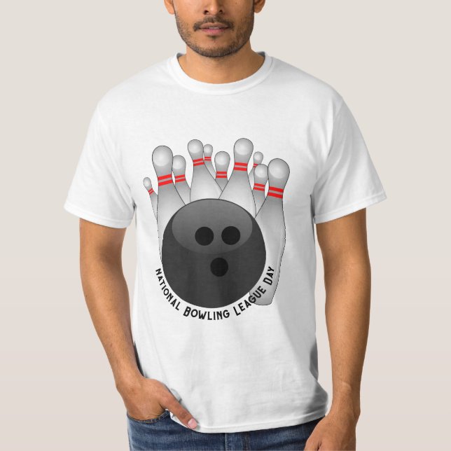 Bowling Ball und Bowling Buttone T-Shirt (Vorderseite)