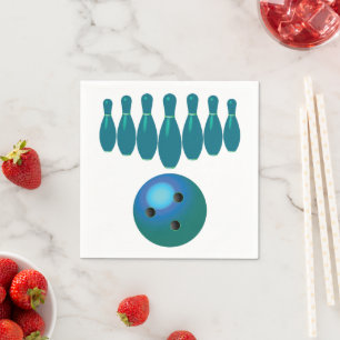 Bowling Ball und Buttone Spaß beim Sport Serviette