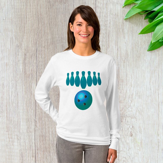 Bowling Ball und Buttone Spaß beim Sport T-Shirt (Von Creator hochgeladen)