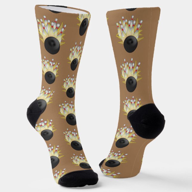Bowling Ball und Buttone STRIKE! Socken (Gewinkelt)