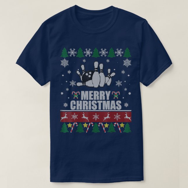 Bowling Balls Buttone Ugusweihnachtliche T T-Shirt (Design vorne)