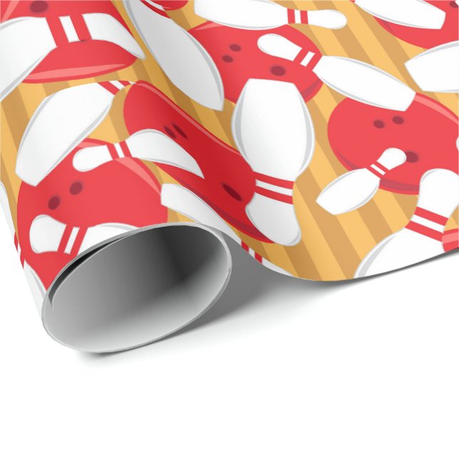 Bowling Balls und Buttone Zehn Button Bowling Part Geschenkpapier (Rolleneckpunkt)