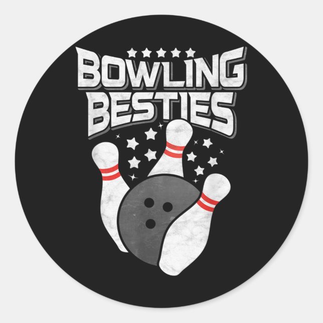 Bowling Besties Runder Aufkleber (Vorderseite)