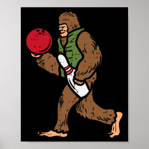 Bowling Bigfoot Funny Bowler Sasquatch Boys Kids m Poster