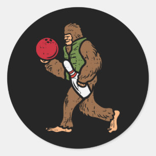 Bowling Bigfoot Lustiger Bowler Sasquatch Jungen K Runder Aufkleber