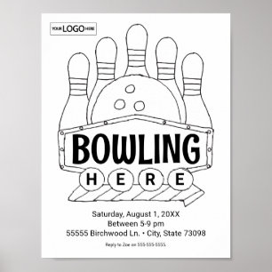 Bowling Birthday Bowling Art Colour Art Activity Poster