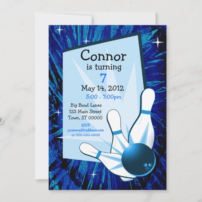 Bowling Birthday Einladung (Vorderseite)